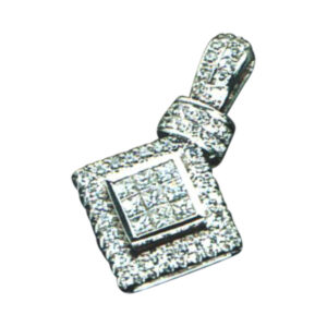 Exquisite Diamond Pendant A Fusion of 9Princess and 54Round-cut Diamond in 14k, 18k, or Platinum