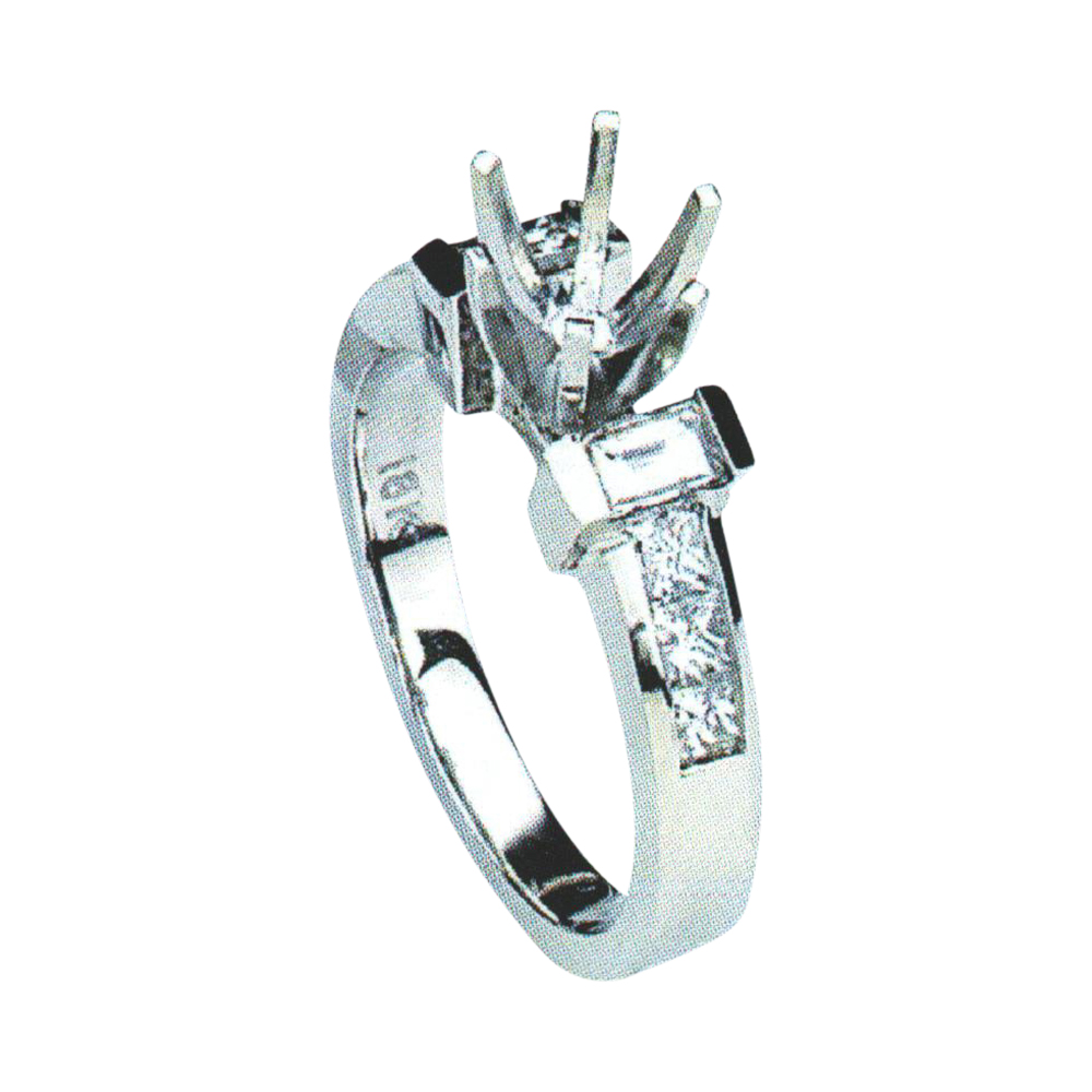 Enchanting 0.57 Carat Princess-Cut Engagement Ring with Baguette Accents