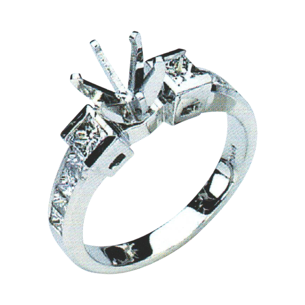 Exquisite 0.40 Carat Princess-Cut Diamond Engagement Ring with 0.60 Carat Princess-Cut Diamond Accents