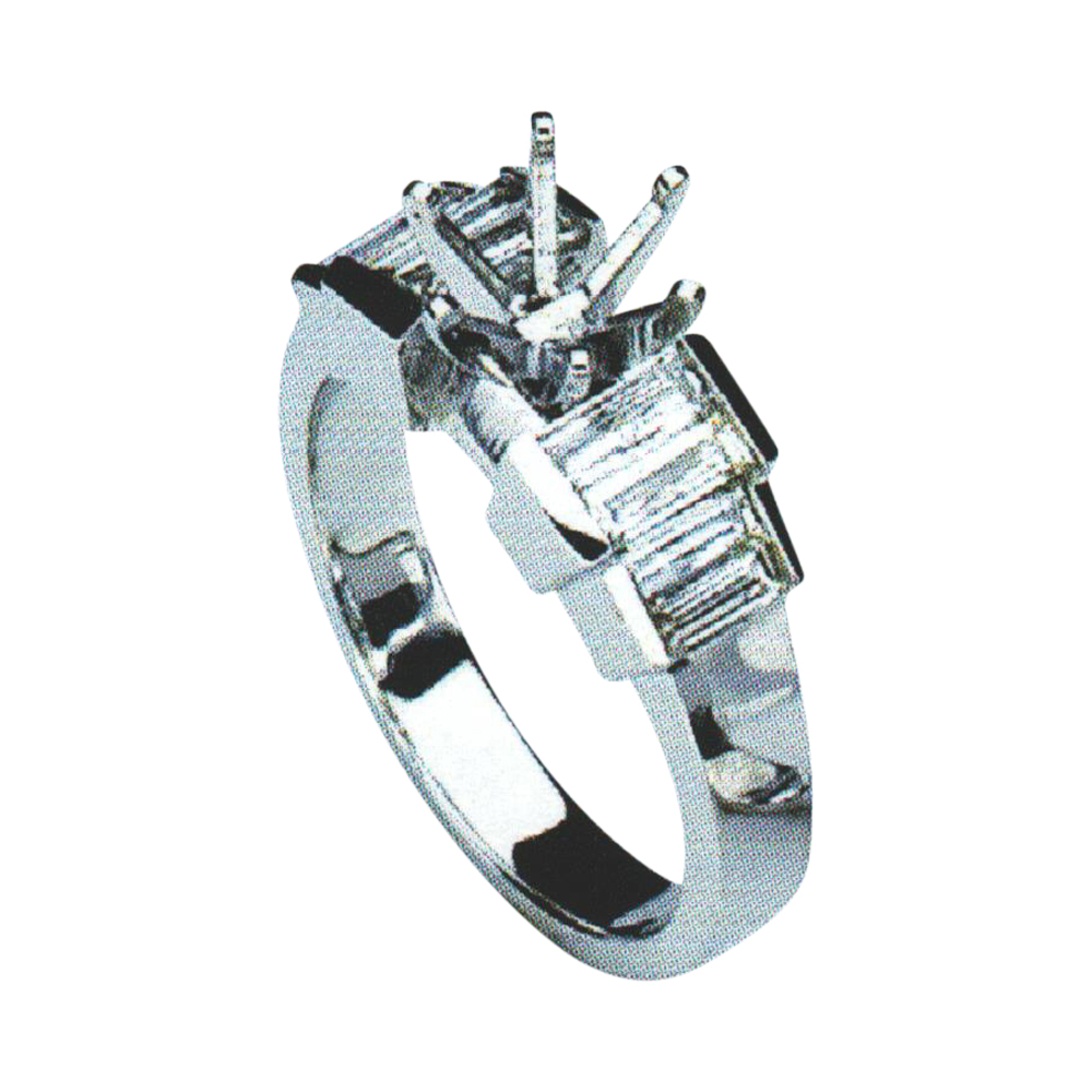 Elegant 0.85 Carat Baguette-Cut Diamond Engagement Ring in 14k, 18k, and Platinum
