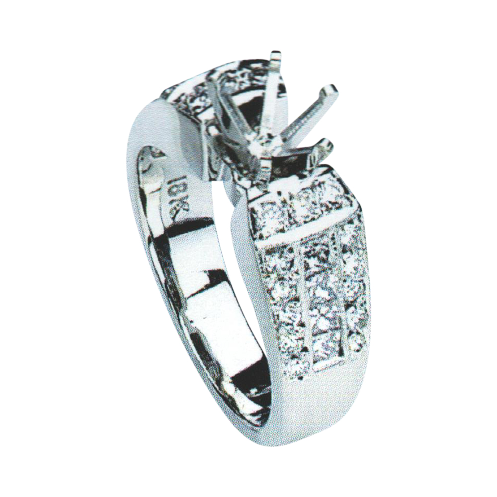 Captivating 0.44 Carat Princess-Cut Diamond Engagement Ring with 26 Round Diamonds in 14k, 18k, and Platinum