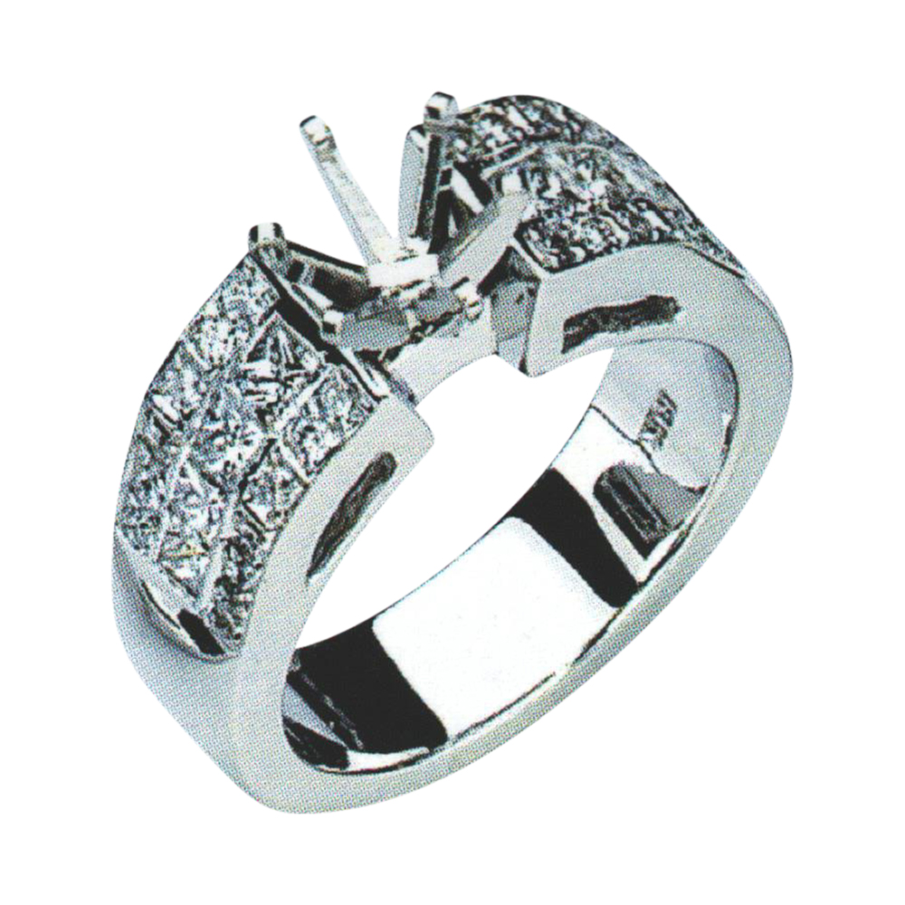 Elegant 0.52 Carat Princess-Cut Diamond Engagement Ring with 24 Round Diamonds in 14k, 18k, and Platinum