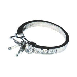 Exquisite 0.39 Carat Princess-Cut Diamond Engagement Ring with Round Accents