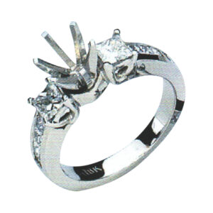 Elegant Engagement Ring with 2 Princesses and 10 Princess-Cut Diamonds