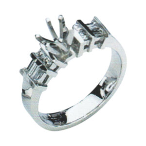 Charming Diamond Engagement Ring with 0.24 Carat Baguettes and 0.12 Carat Rounds