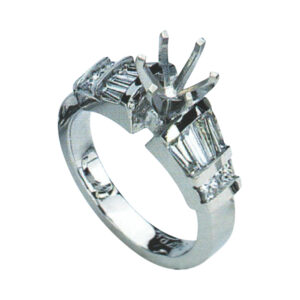 Radiant Symphony of Princess and Baguette Cut Diamonds Engagement Ring