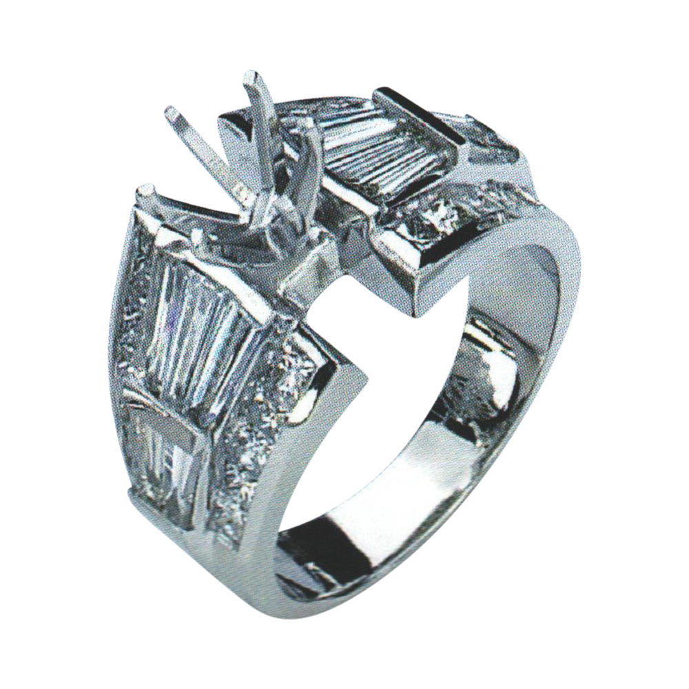Mesmerizing Ensemble of Princess Cut Diamonds 1.12 Carat and Baguette Cut Diamonds 1.41 Carat Engagement Ring