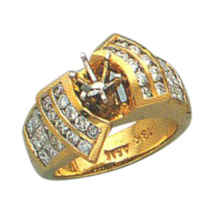Elegant Harmony 0.87 Carat Princess-Cut and 0.54 Carat Round Diamond Ring in 14k, 18k, and Platinum