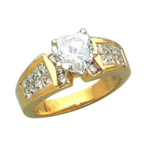 Captivating Harmony 0.82 Carat Princess-Cut and 0.22 Carat Round-Cut Diamond Ring in 14k, 18k, and Platinum