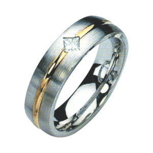 Exquisite Two-Tone Princess Cut Diamond Wedding Band with 0.15 Carat