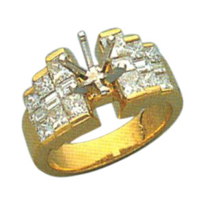 Eternal Radiance Princess-Cut Diamond and Baguette Ring in 14k, 18k, and Platinum