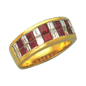 Baguette 0.98 Carats and Ruby 1.38 Carats Band- Available in 14k, 18k, and Platinum