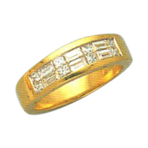 Princess-Cut 0.32 Carats and Baguette 0.55 Carats Band- Available in 14k, 18k, and Platinum