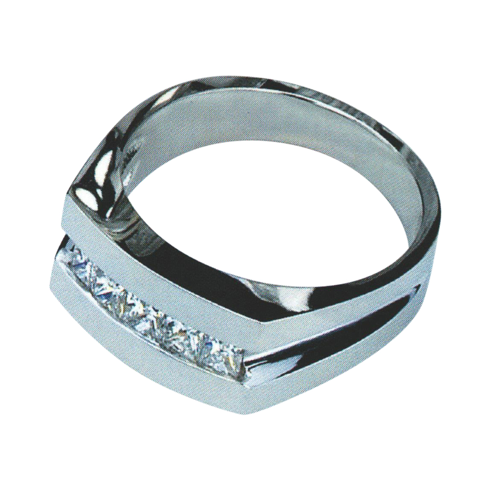 Royal Men's Ring with 0.75 Carat Princess-Cut Diamonds