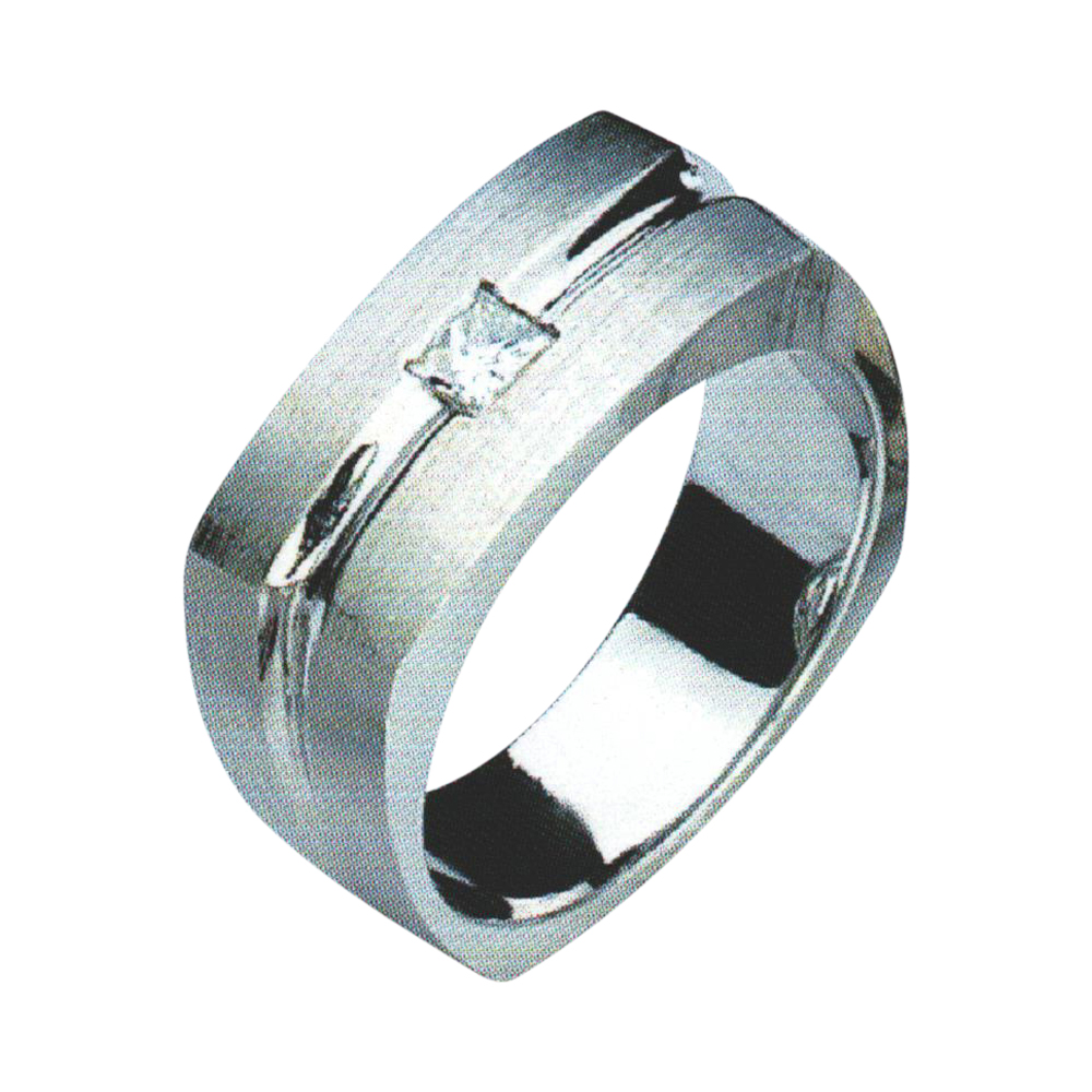 Elegance Men's Ring with 0.27 Carat Princess-Cut Diamond