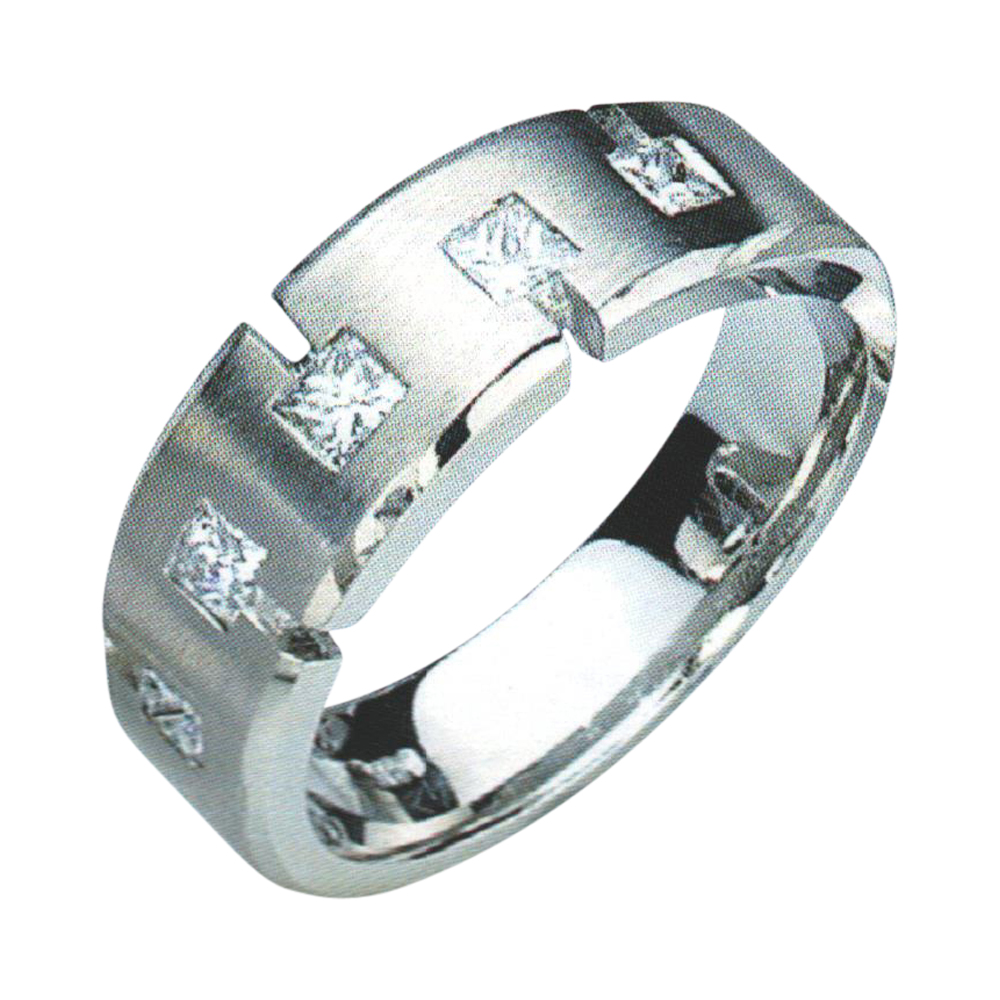 Men's Ring with Classic Elegance and 0.75 Carats of Princess-Cut Diamonds