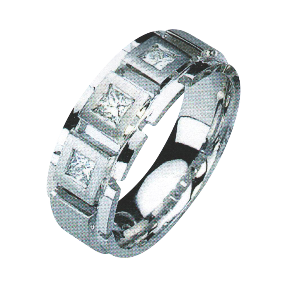 Men's Ring with Classic Elegance and 0.57 carats of Princess-Cut Diamonds