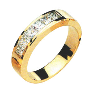 Men's Ring with Classic Elegance and 1.15 Carats of Princess-Cut Diamonds