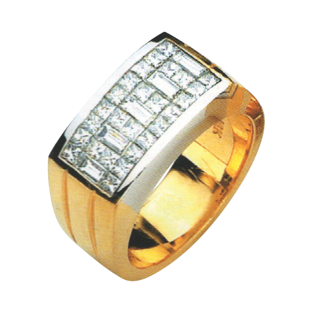 Classic Elegance Men's ring with 0.68 carats of baguette-cut diamonds and 1.30 carats of princess-cut diamonds