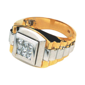 Royal Men's Ring with 0.74 Carat Princess-Cut Diamonds