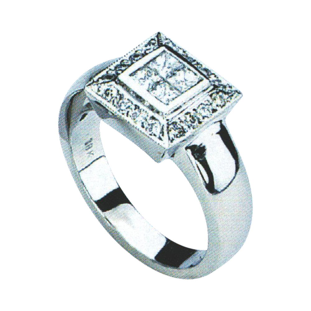 Modern Flair and Timeless Beauty Fashion Ring with 4 Princess-Cut and 16 Round-Cut Diamonds