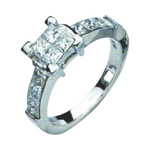 Dazzling Princess-Cut Fashion Ring Embrace Royalty with 12 Sparkling Diamonds in 14k, 18k, and Platinum