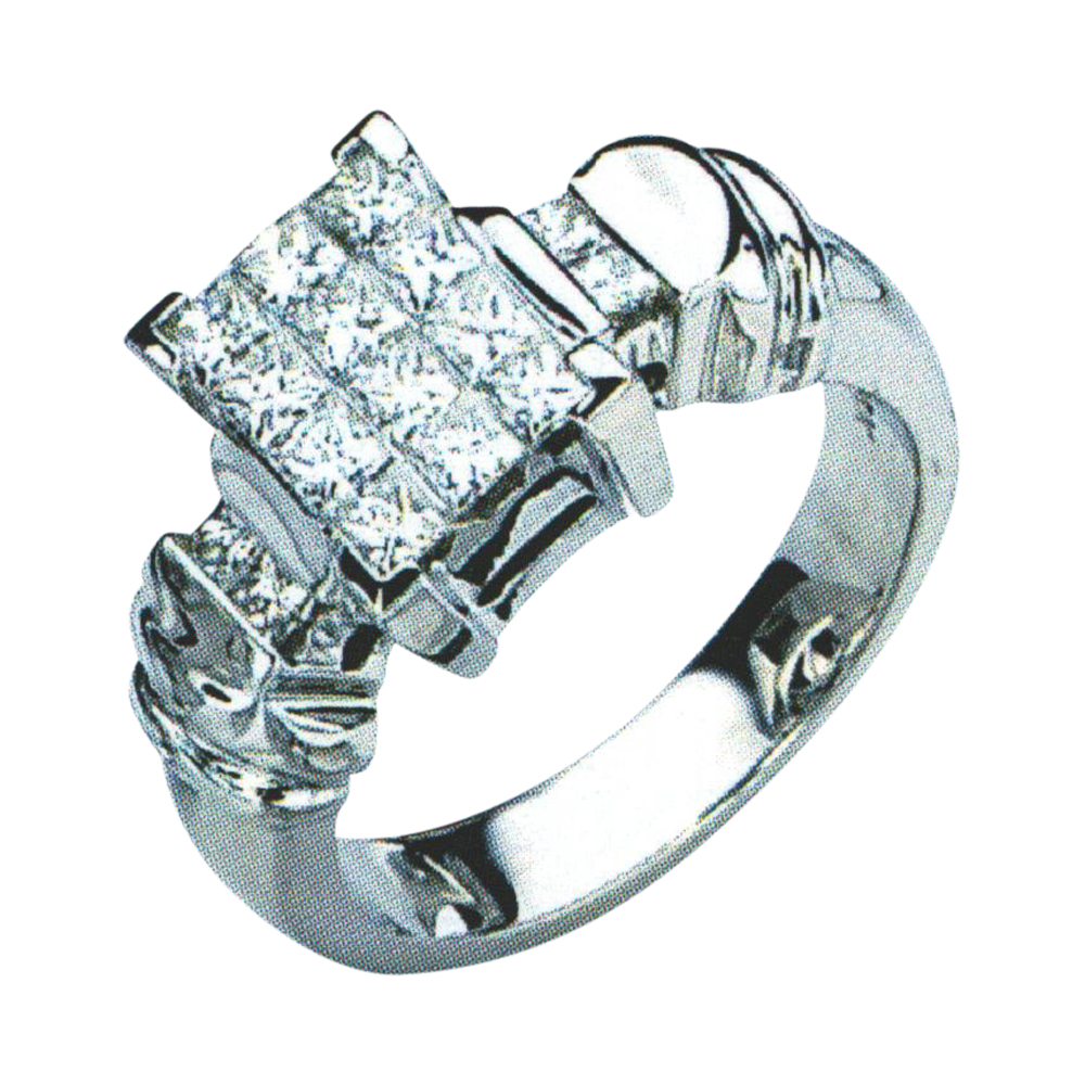 Regal Princess-Cut Fashion Ring Embrace Elegance with 16 Sparkling Diamonds.