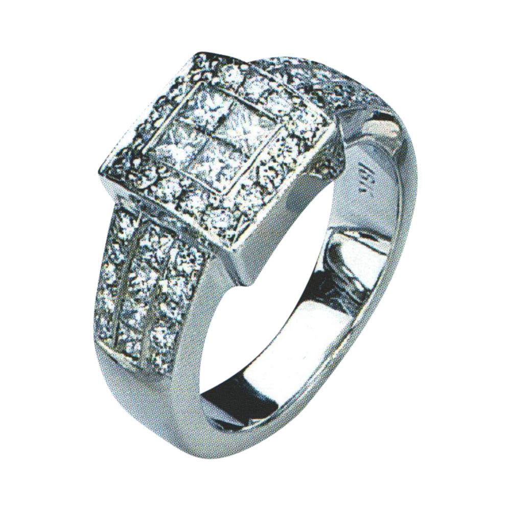 Radiant Opulence Elegant Princess-Cut Fashion Ring with 12 Princesses and 36 Rounds
