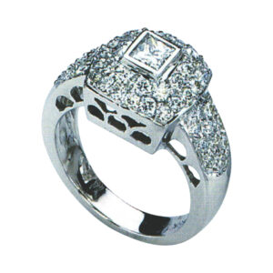 Exquisite Princess-Cut Fashion Ring: Graceful Fusion of 1 Princess and 52 Rounds