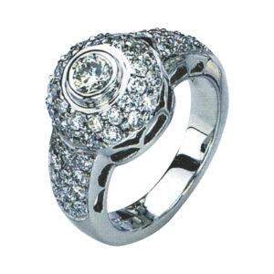 Luxurious Sparkle Round Diamond Ring with 1 Round and 52 Rounds