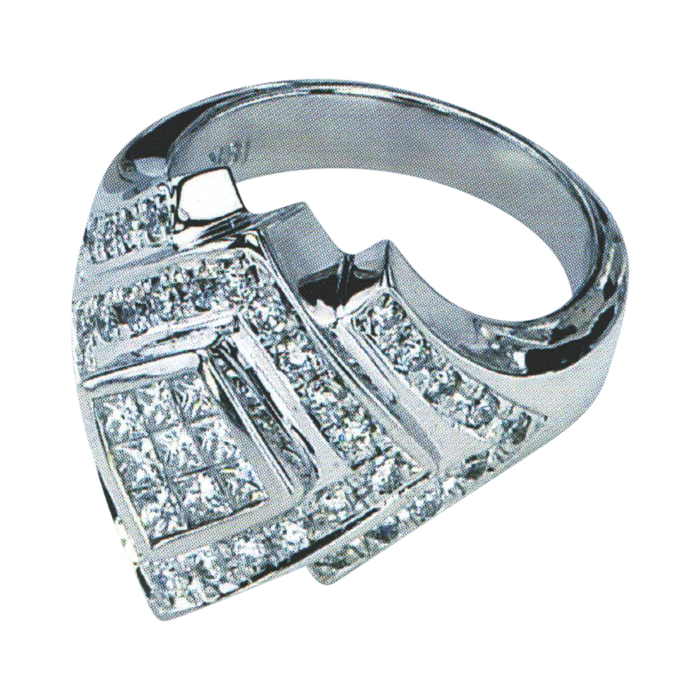 Regal Princess-Cut and Round Diamond Fashion Ring A Captivating Fusion of 9 Princesses and 38 Rounds.