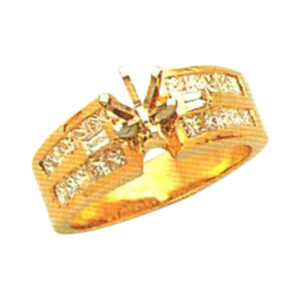 Baguette-Cut 0.12 Carats and Princess-Cut 0.89 Carats Ring - Available in 14k, 18k, and Platinum