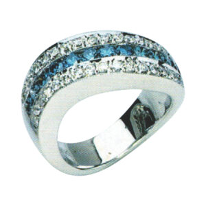 Elegance Redefined: Blue Diamond Ring with 12 Blue Rounds and 36 White Rounds