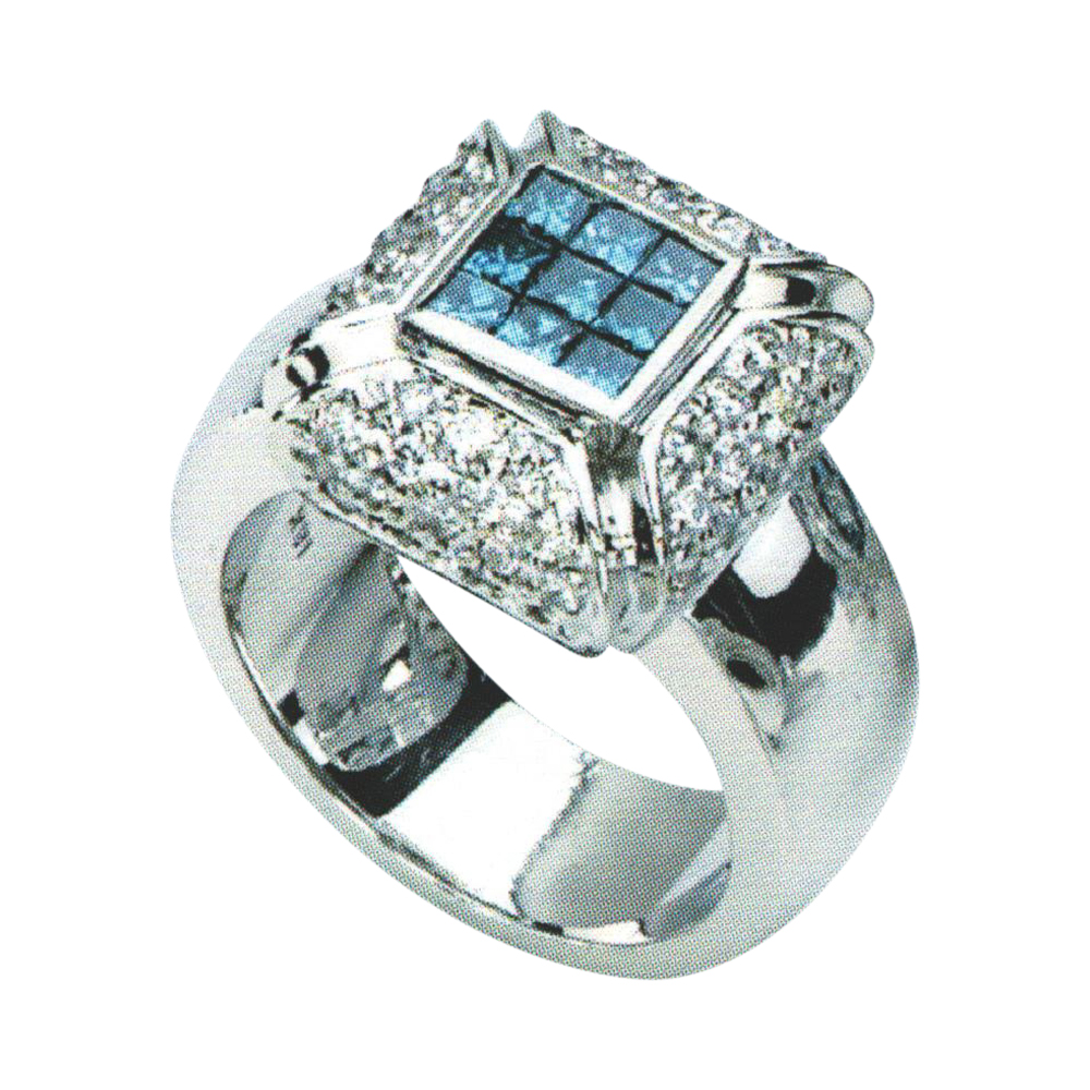 A Radiant Combination Captivating Blue Diamond with 9 Blue Princesses and 56 White Rounds