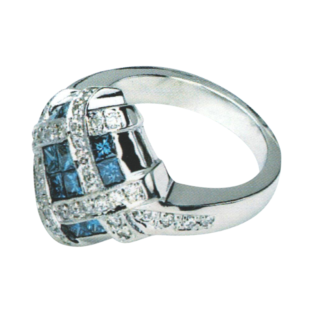 A Captivating Marvel Regal Blue Diamond with 12 Blue Princesses and 40 White Rounds