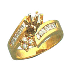 Baguette-Cut 0.58 Carats and Round-Cut 0.28 Carats Ring - Available in 14k, 18k, and Platinum