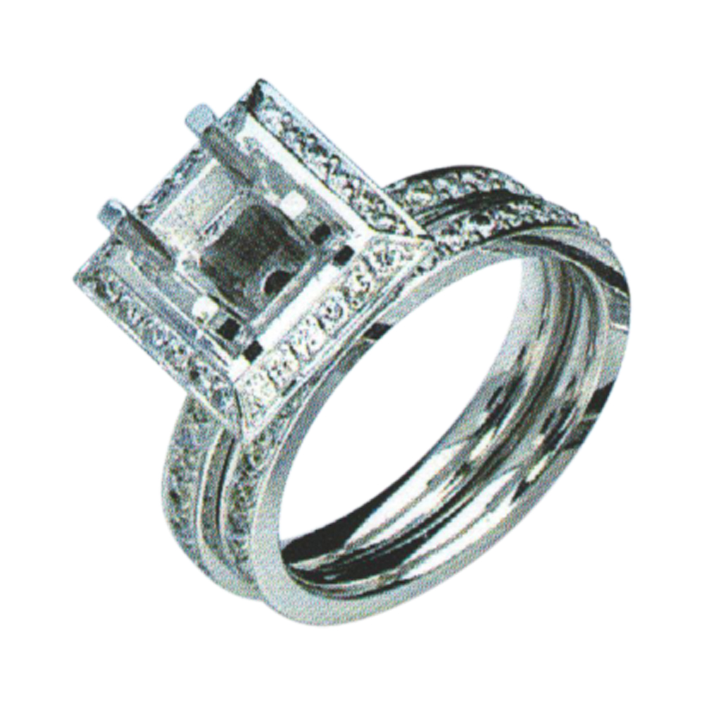 Elegant Wedding Set With 0.87 Carat Weight Rounds In 14k, 18k, And Platinum.