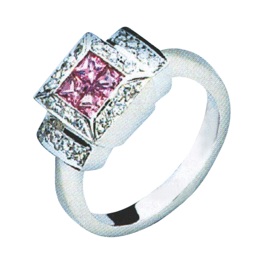 Timeless Allure Pink Sapphire Gem with 4 Pink Sapphires and 20 White Rounds Diamonds
