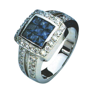A Captivating Masterpiece Exquisite Blue Sapphire with 9 Blue Sapphires and 40 Rounds