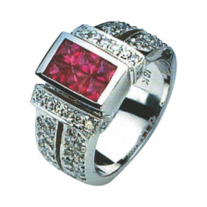 Timeless Beauty Exquisite Ruby Gem with 6 Rubies and 64 White Rounds