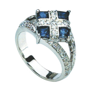 A Captivating Treasure Exquisite with 4 Blue Sapphires and 41 Rounds