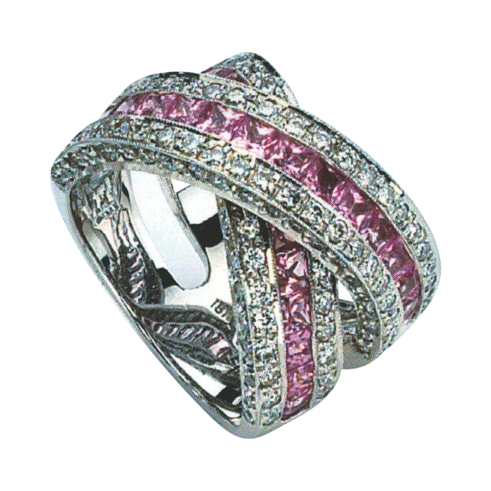 A Royal Treasure Pink Sapphire Gem with 29 Pink Sapphires and 155 White Rounds