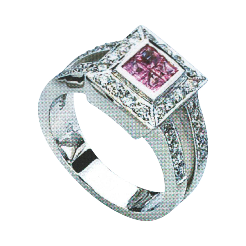 Charm and Elegance Pink Sapphire Gem with 4 Pink Sapphires and 36 White Rounds