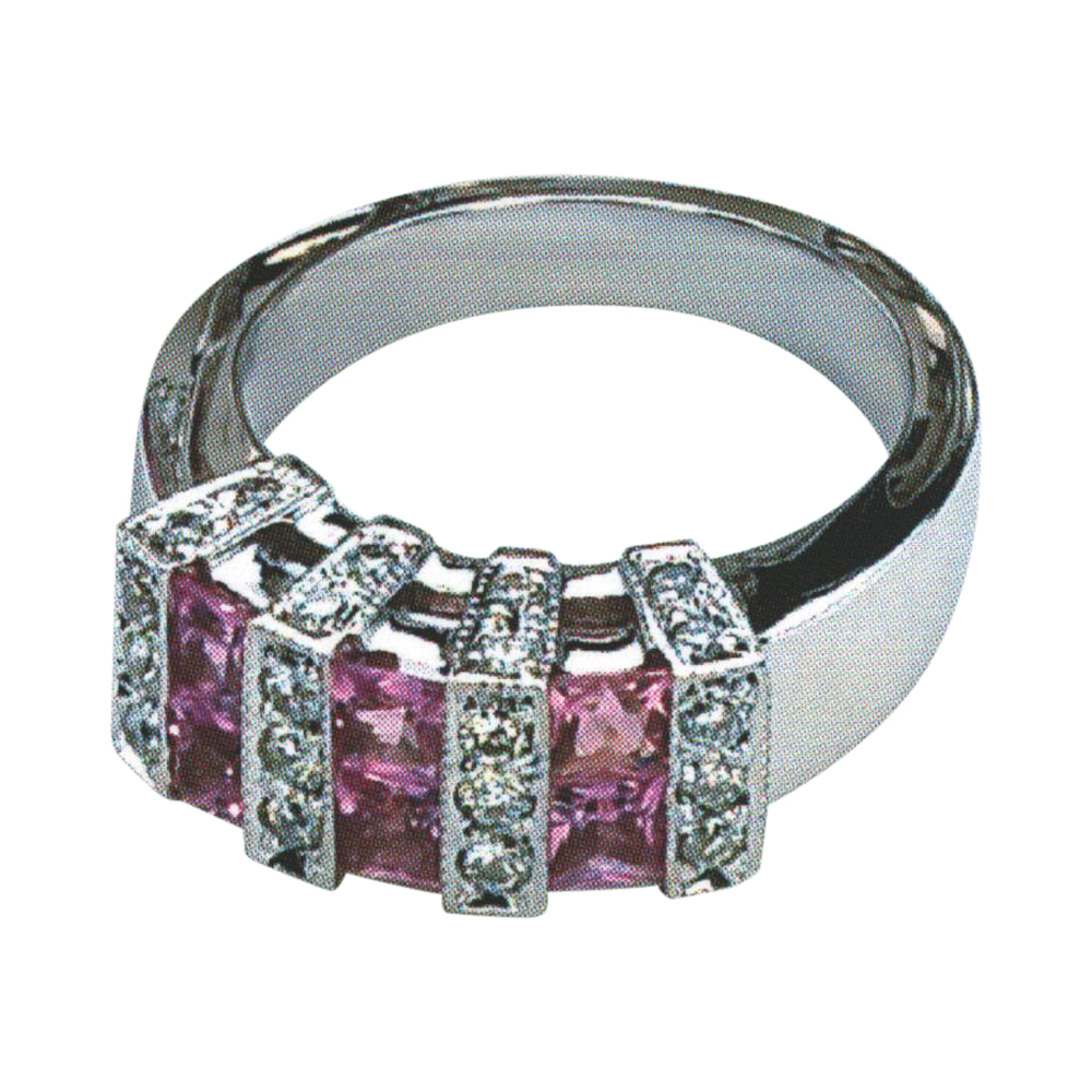 Sparkling Elegance Pink Sapphire Gem with 6 Pink Sapphires and 28 White Rounds