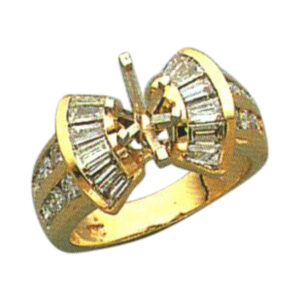 Baguette-Cut 0.76 Carats and Round-Cut 0.61 Carats Ring - Available in 14k, 18k, and Platinum