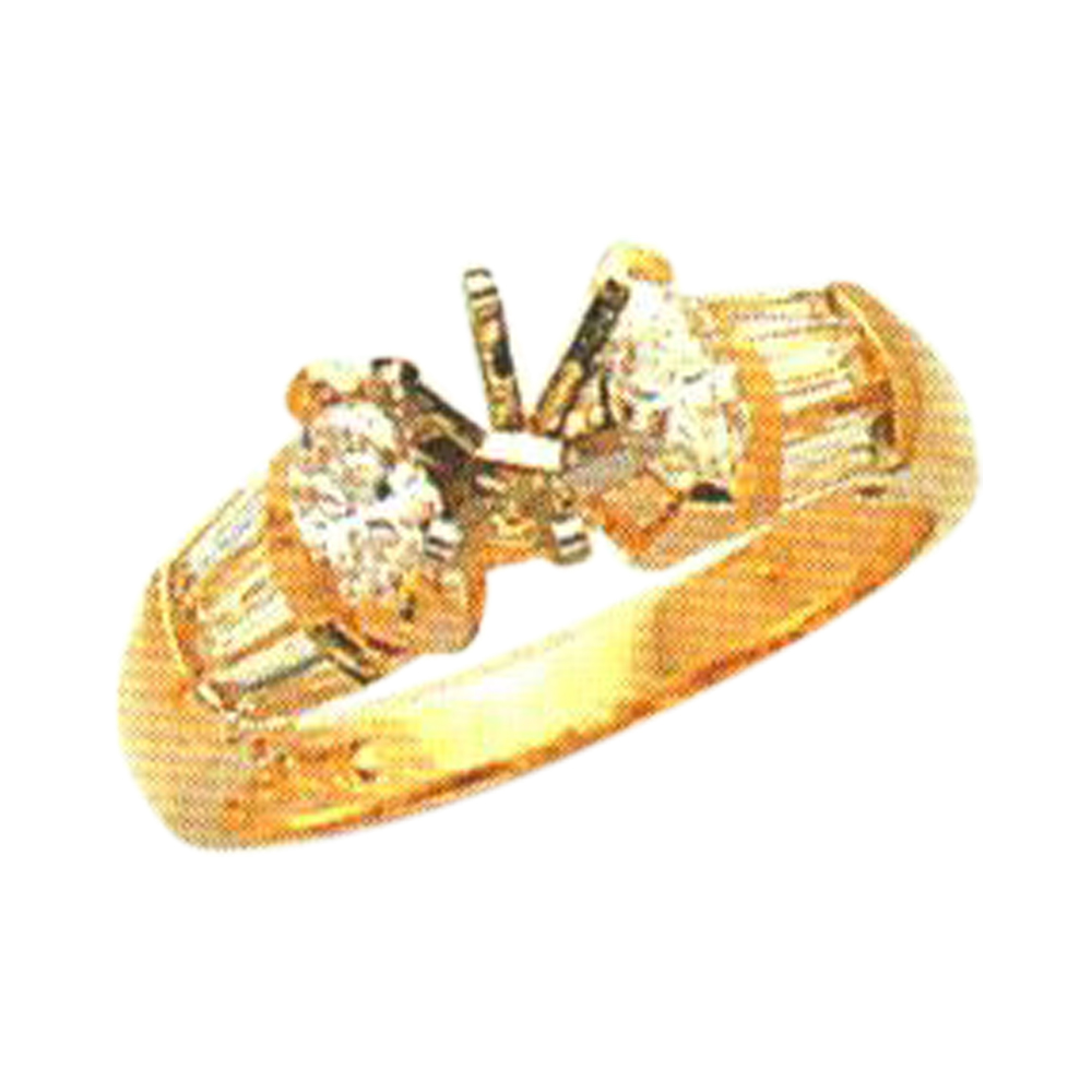 Baguette-Cut 0.52 Carats and Marquise-Cut 0.42 Carats Diamond Ring - Available in 14k, 18k, and Platinum