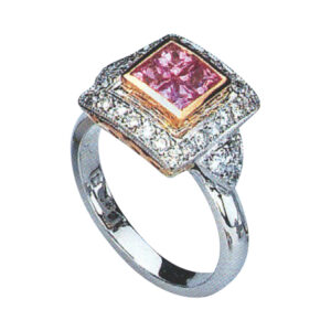 Captivating Elegance Rose Gold Ring with 4 Pink Sapphires and 30 Diamonds