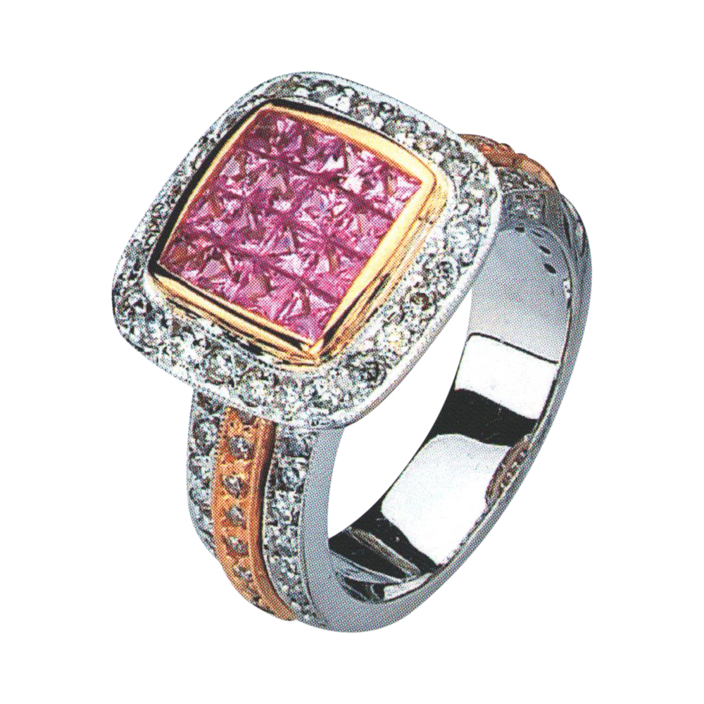 A Captivating Statement Exquisite Diamond with 16 Pink Sapphires and 72 Rounds
