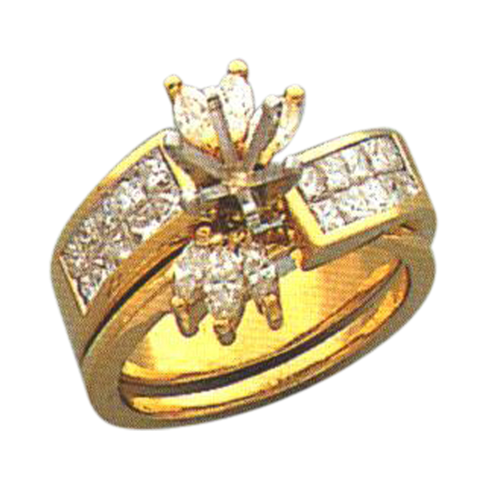 Elegant Princess and Marquise Cut Diamond Ring - 14k, 18k, and Platinum Options
