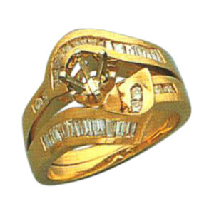 Round-Cut 0.12 Carats and Baguette-Cut 0.67 Carats Diamond Ring - Available in 14k, 18k, and Platinum